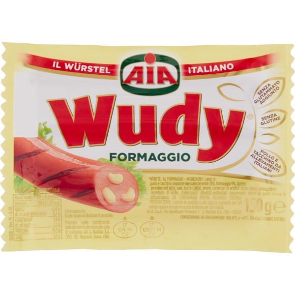 AIA WUDY WURSTEL X3 CHEESE GR.150