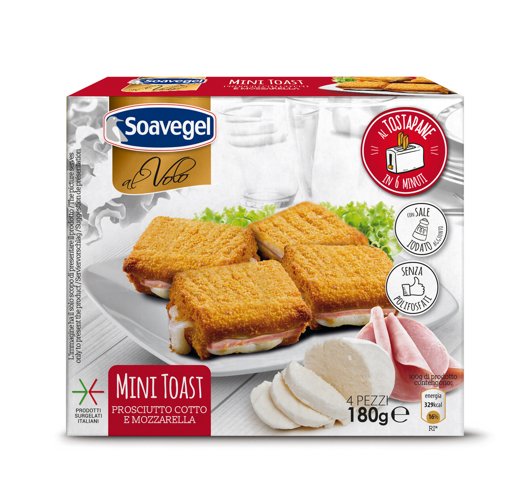 SOAVEGEL MINI TOAST PROSCIUTTO COTTO E MOZZARELA GR.180