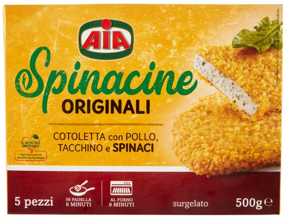 Aia Spinacine Originali Cotoletta con Pollo Tacchino e Spinaci GR.300