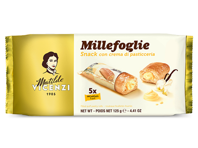 VICENZI MILLEFOGLIE SNACK CREMA DI PASTICCERIA X5 GR.125