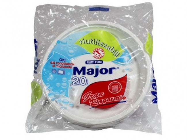 MAJOR PIATTI PIANI RIUTILIZZABILI 20PZ