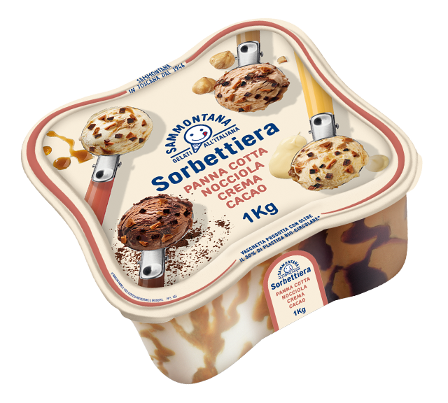 Sammontana Sorbettiera Panna Cotta Nocciola Crema Cacao Kg.1